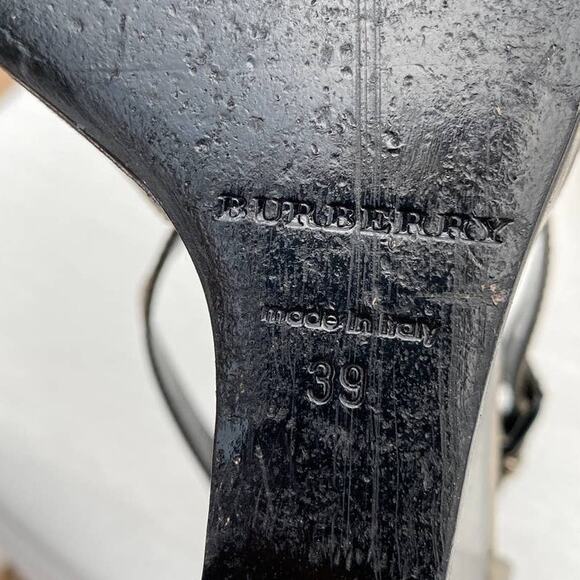 Burberry Abbot Gold Metallic Leather Peep Toe Crisscross Strap Wedge Sandal 39 - Picture 13 of 15